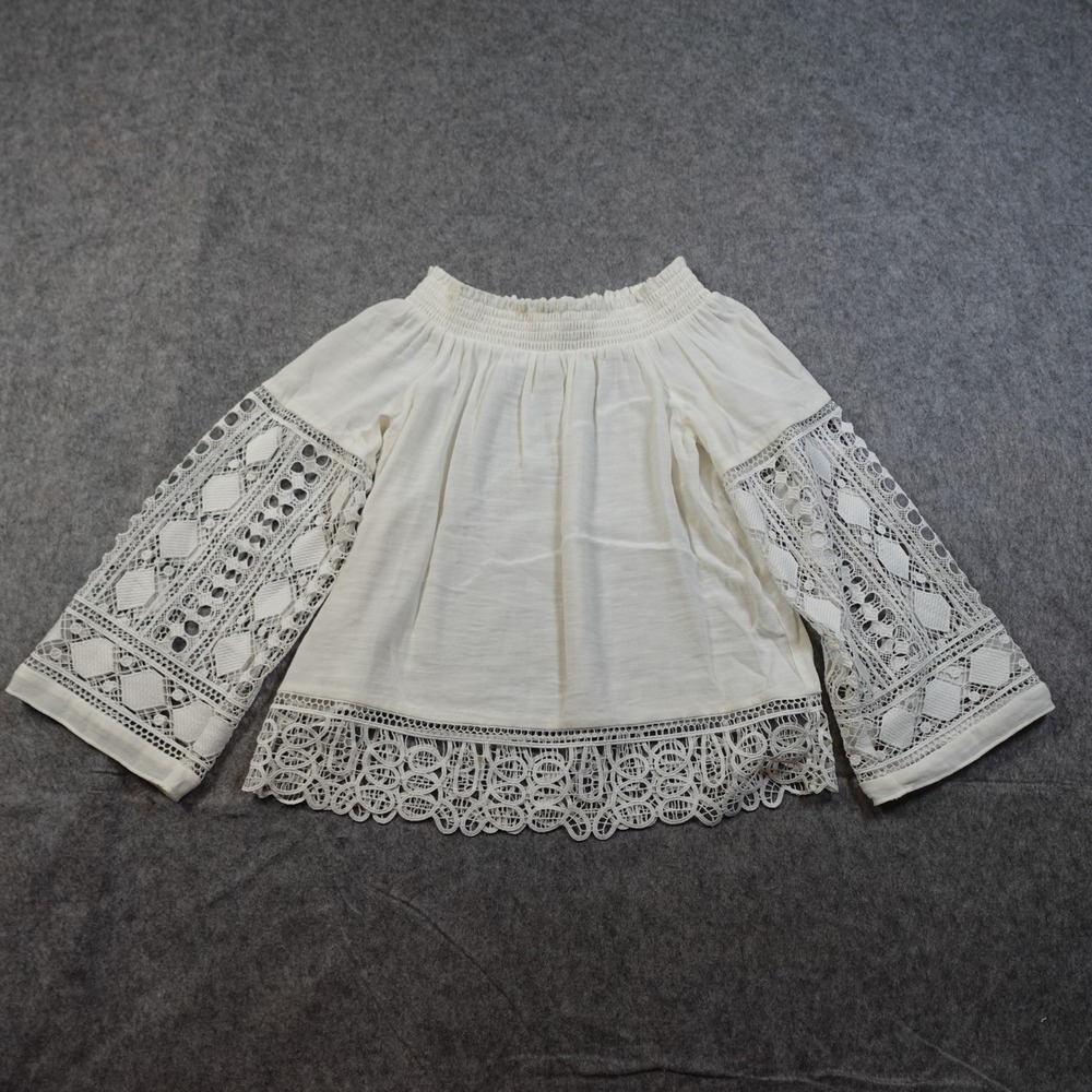 Ramy Brook Top Womens Extra Small Off Shoulder Lace Crochet Coquette Lynsey